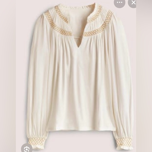 Boden smocked yoke metallic top size 10 new with tags. T1069 - Picture 1 of 7